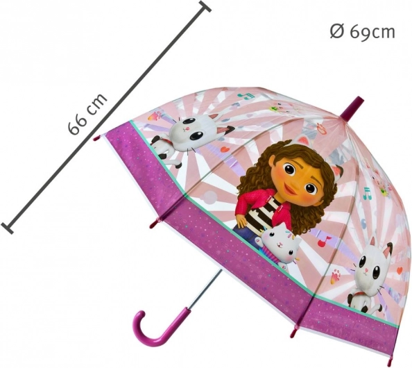 Kinderregenschirm Gabby's Dollhouse mit Katzenmotiven