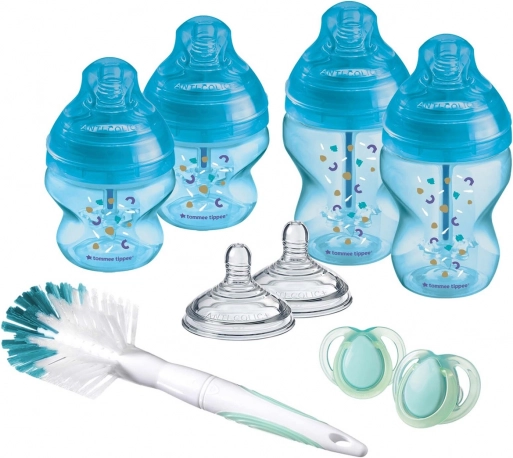 Set aus Advanced ANTI-COLIC Babyflaschen, gemischte Größen 9 Stk., Blau