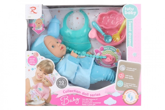 Babypuppe 30 cm mit Geräuschen und Zubehör