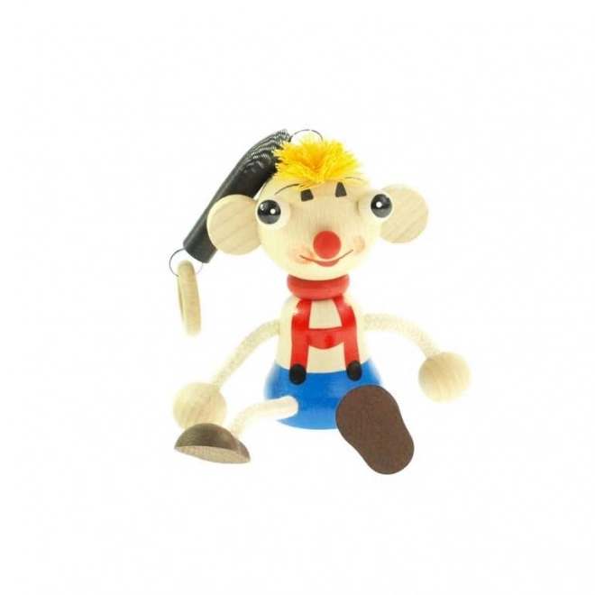 Junge mit großen Augen auf der Feder Holzfigur