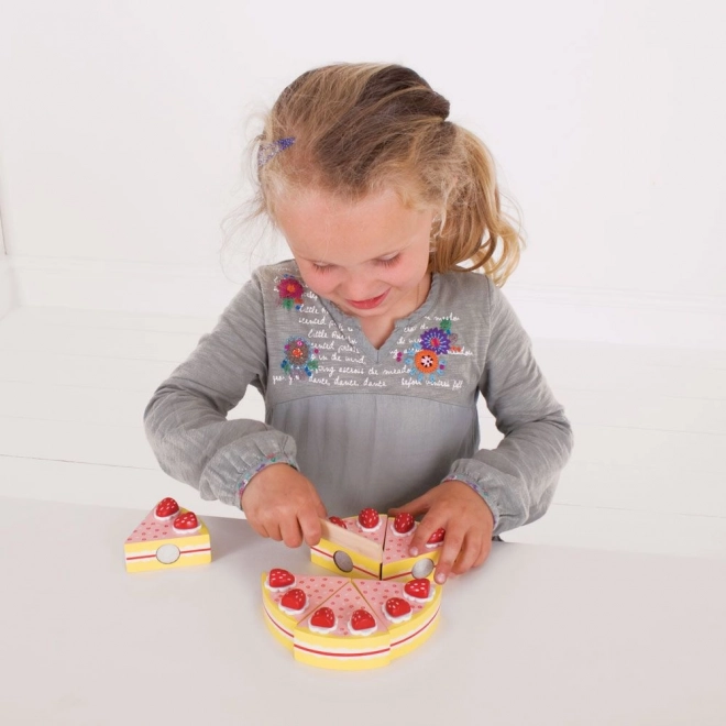 Bigjigs Toys Holz-Schneidekuchen mit Erdbeeren