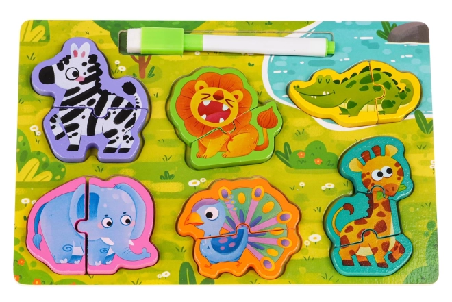 Holztafel mit Ozean-Puzzles – Safari