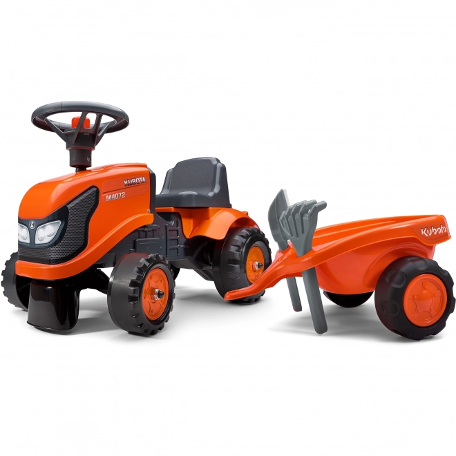 Baby-Kubota-Trettraktor mit Anhänger