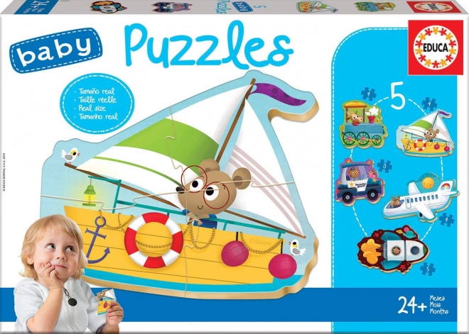 Baby-Puzzle Tiere in Fahrzeugen 5 in 1