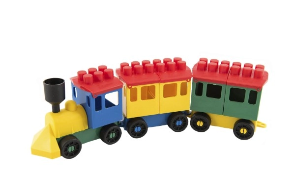 Bunter Zug mit zwei Waggons