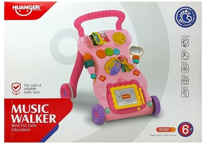 Pinker Baby Lauflernwagen mit Zaubertafel