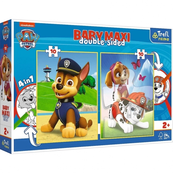 Beidseitiges Puzzle Paw Patrol: Chase, Marshall und Skye Baby Maxi