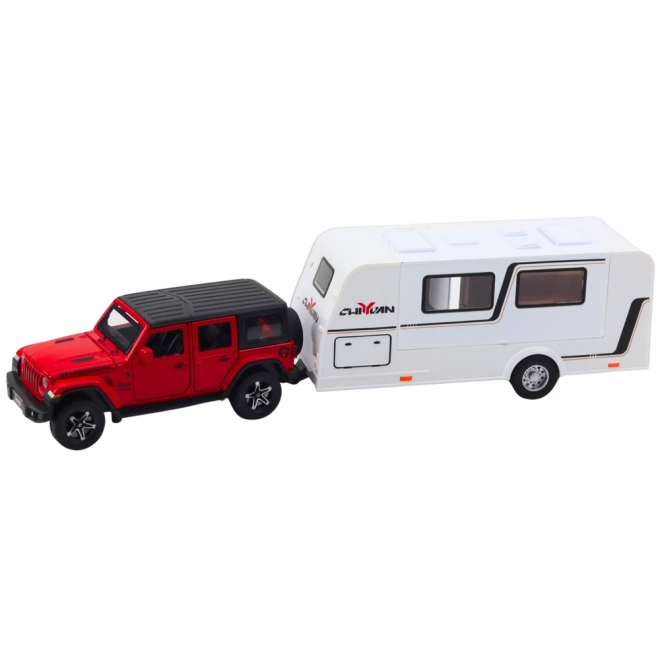 Roter Geländewagen Camper Modell 1:32
