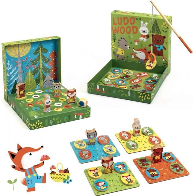Djeco Set 4 Spiele Ludo Wood