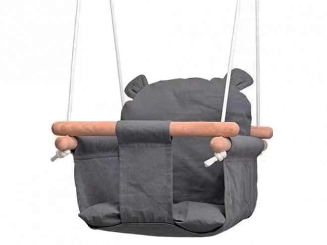 Kinderholzschaukel mit Eimer und weichem Sitz