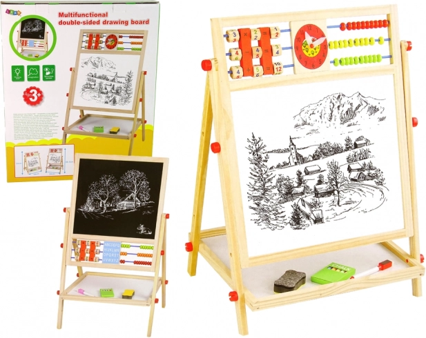 Zeichentafel Beidseitige Lern-Holztafel 2-in-1