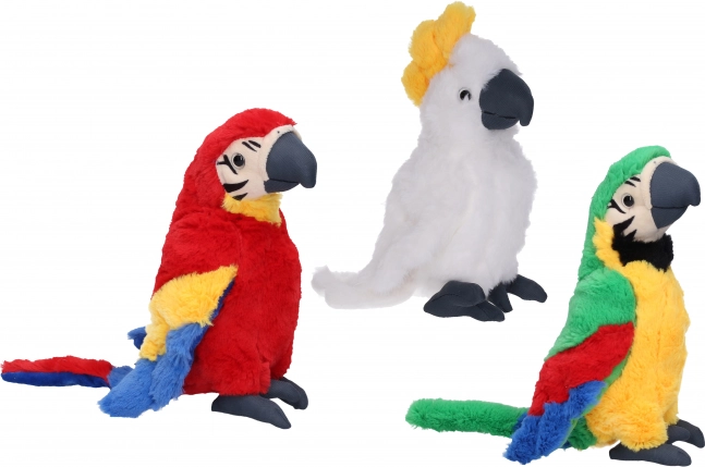 Plüschpapagei 24 cm – superweiches Spielzeug in 3 Farben