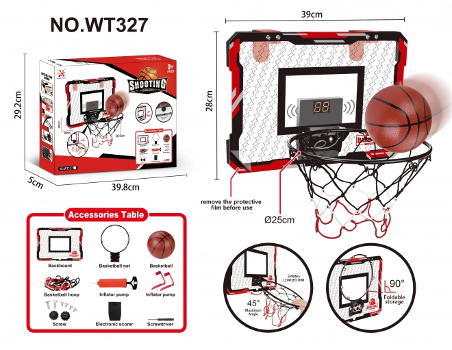 Basketballkorb mit Zähler und Ball