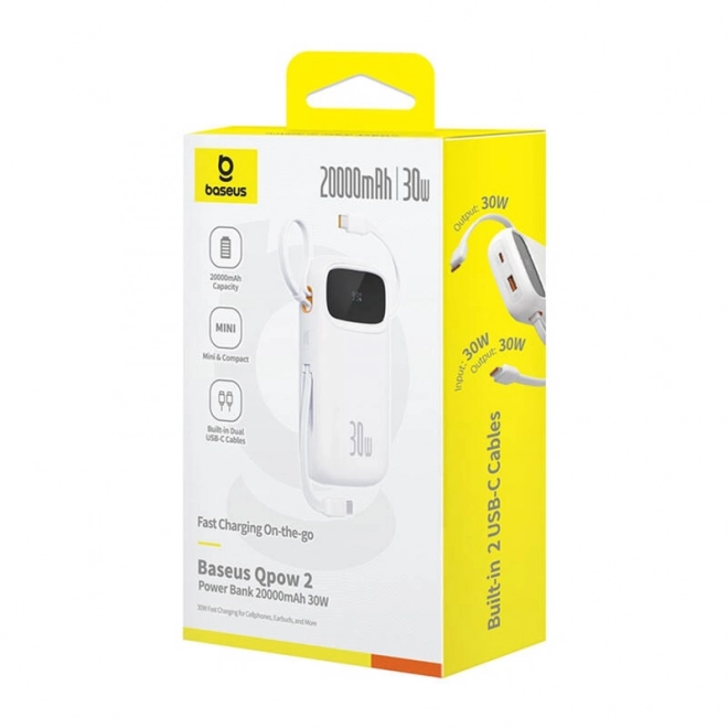 Tragbare Powerbank Baseus QPow 2 in Weiß