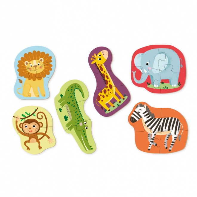 Puzzle 2-3-4 Teile wilde Tiere