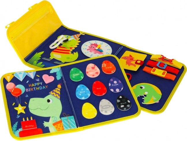 Montessori-sensorische Aktivitätstafel mit Dinosaurier-Motiv Blau