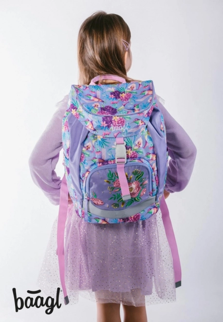 Baagl 3-teiliges Set Airy Kolibri: Rucksack, Federmäppchen, Beutel