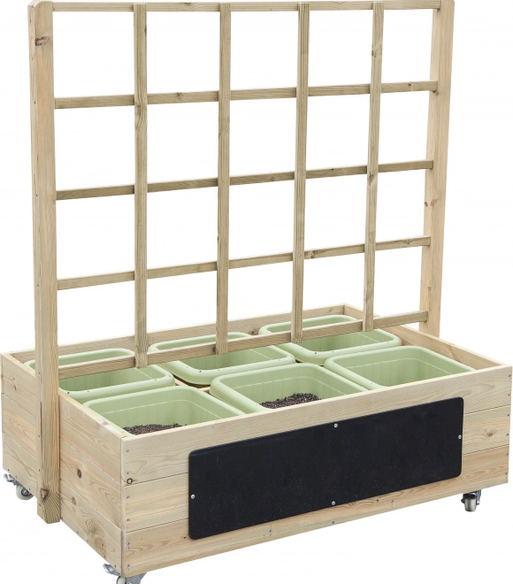 Hölzerner Pflanzkasten auf Rollen mit Tafel CLASSIC WORLD EDU