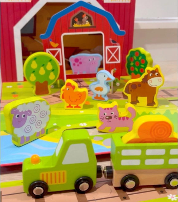 Holzbauernhof im Koffer Tooky Toy