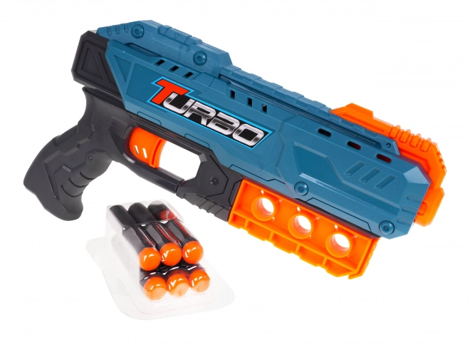 Kinder-Turbo-Pistole Blau mit Handmechanismus