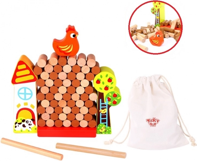 Tooky Toy Holzspiel Fallende Henne Bauernhof