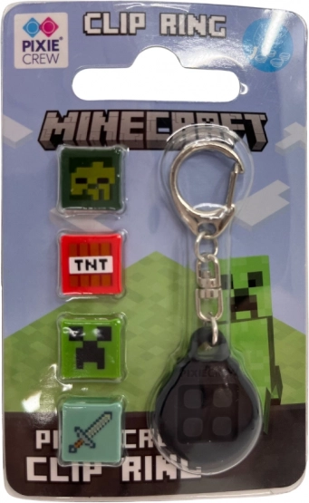 Pixie Crew & Minecraft Schlüsselanhänger Schwarz mit Multipixeln