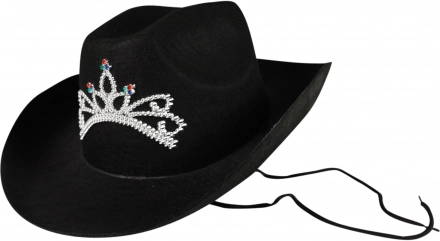 Schwarzer Cowboyhut mit Krone für Damen