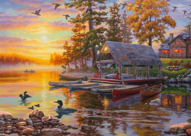 Puzzle Bootshaus mit Kanus 1000 Teile