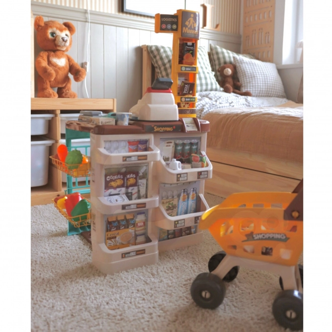 Supermarkt-Spielset mit Einkaufswagen und Zubehör