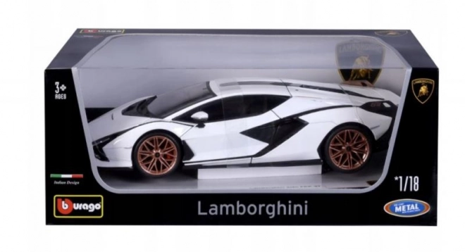 Lamborghini Sián FKP 37 Weiß/Schwarz Modellauto 1:18 von Bburago