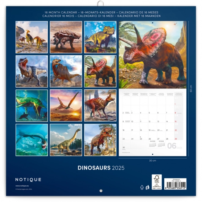 Notique Wandkalender Dinosaurier 2025