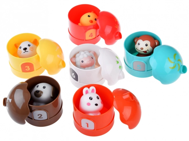 Set aus Tiergummis mit Häuschen und Zahlen