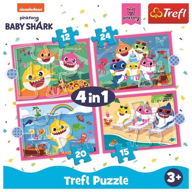 Puzzle Baby Shark Familie 4-in-1