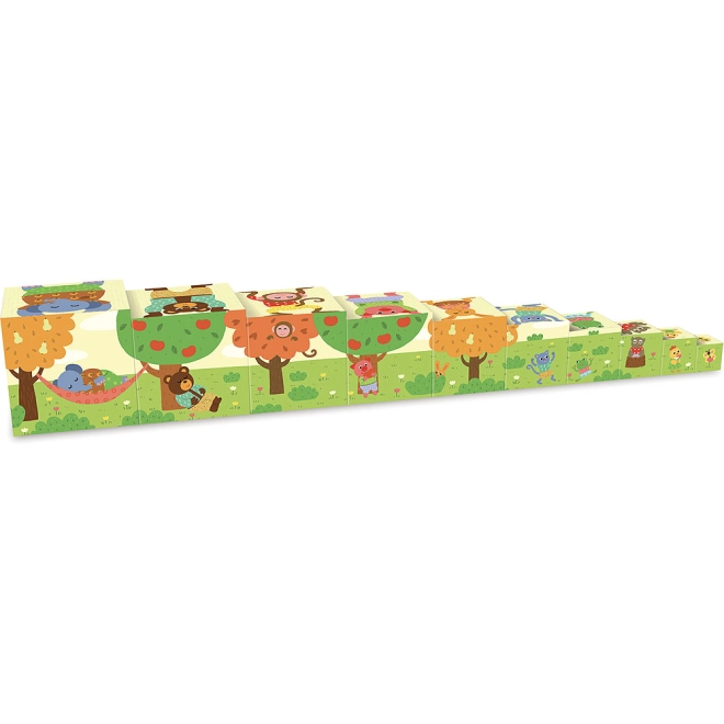 Bunte Würfel mit Illustrationen
