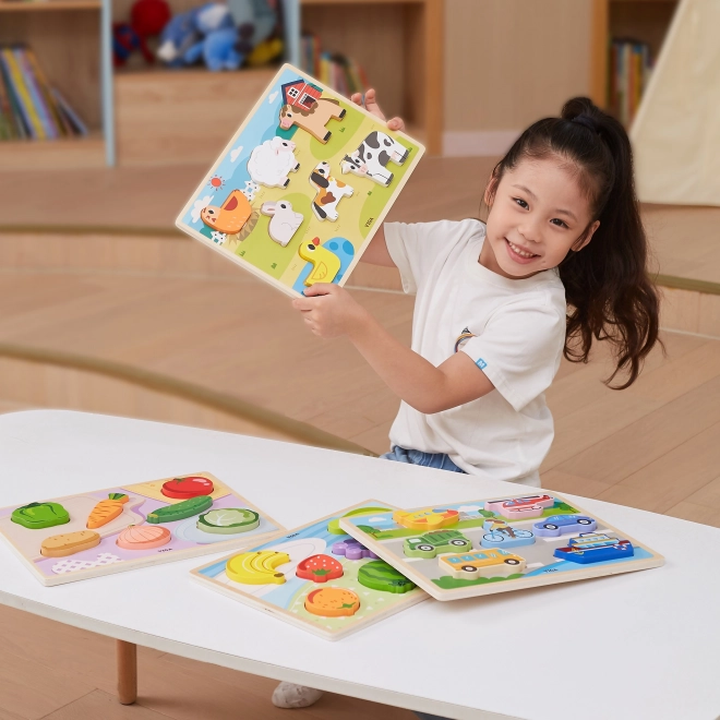 Viga Holzpuzzle Montessori Bauernhof Tiere