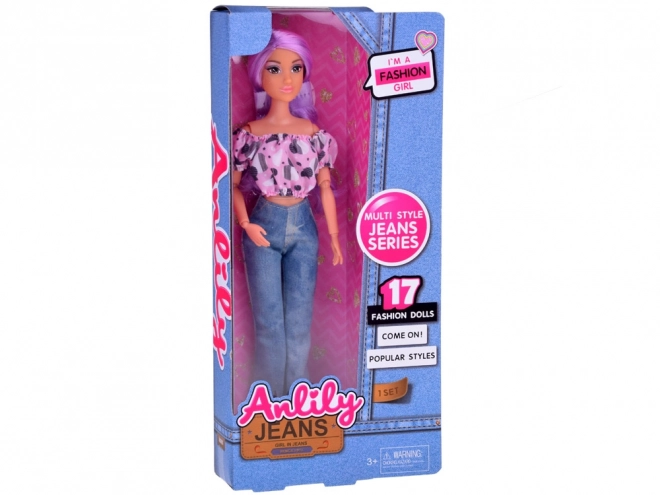 Anlily Puppe mit Pastellfarbenem Haar in Jeans