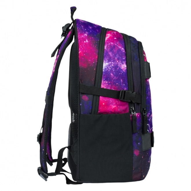 Baagl 5-teiliges Set Skate Galaxy: Rucksack, Federmäppchen, Beutel, Mappe, Geldbörse