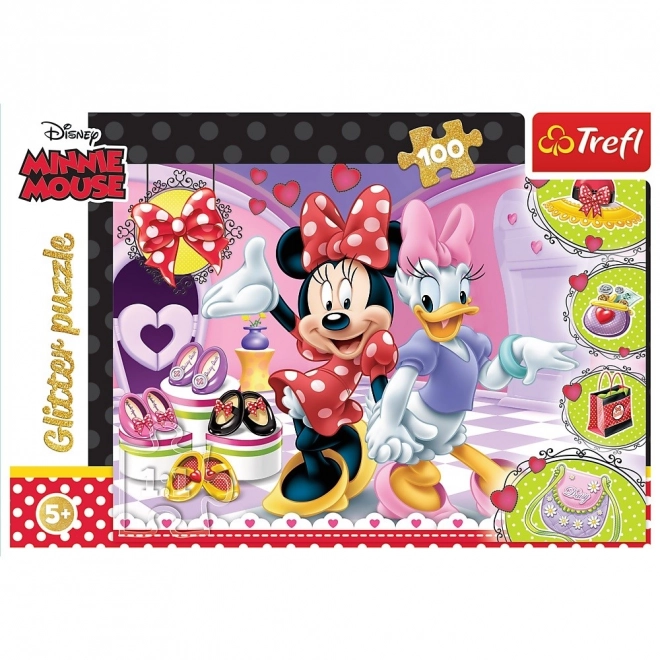 Glitzer Minnie Puzzle mit 100 Teilen