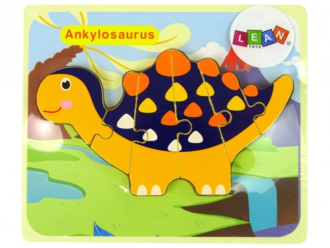 Holzpuzzle Dinosaurier Triceratops Ankylosaurus Orange