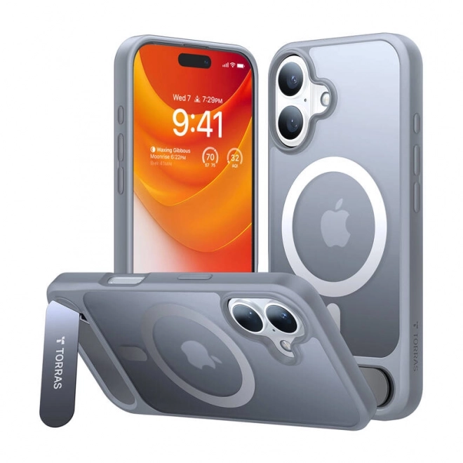 Torras Pstand Hülle für iPhone 16 Plus (Titanium Grau)