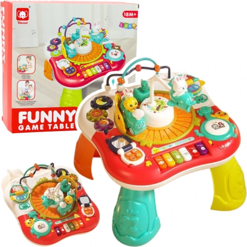 Interaktiver Lernspieltisch 2-in-1 mit Musikpanel und Klavier, rot