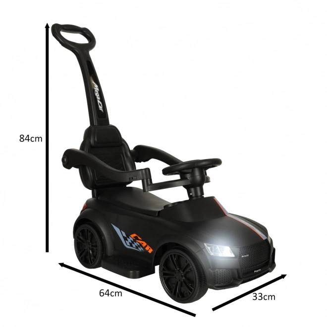 3-in-1 Rutscherauto mit Geräuschen und Lichtern Schwarz