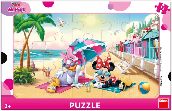 Dino Puzzle Minnie und Daisy am Strand 15 Teile