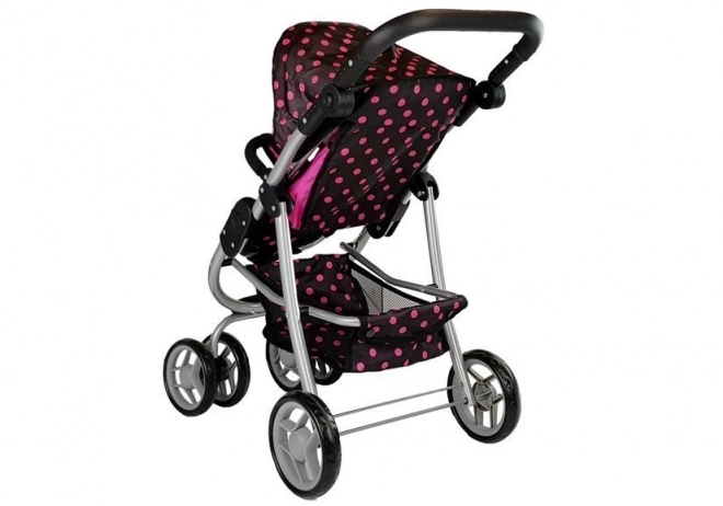 Puppenwagen 2 in 1 mit Tasche Schwarz-Pink