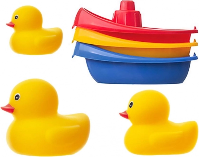 Bunte, ineinander stapelbare Boote