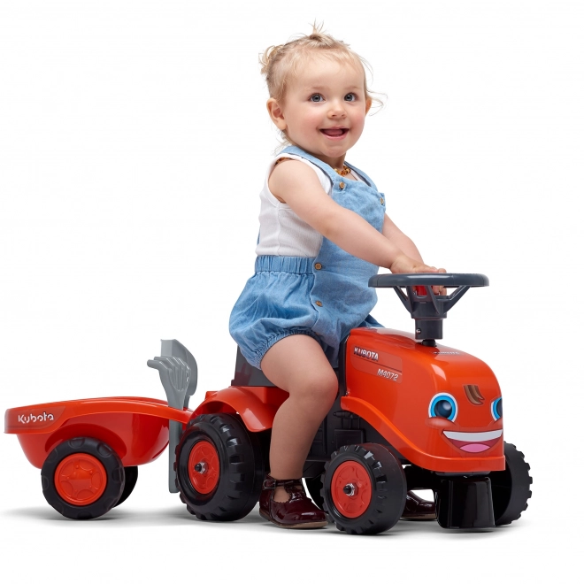 Baby-Kubota-Trettraktor mit Anhänger