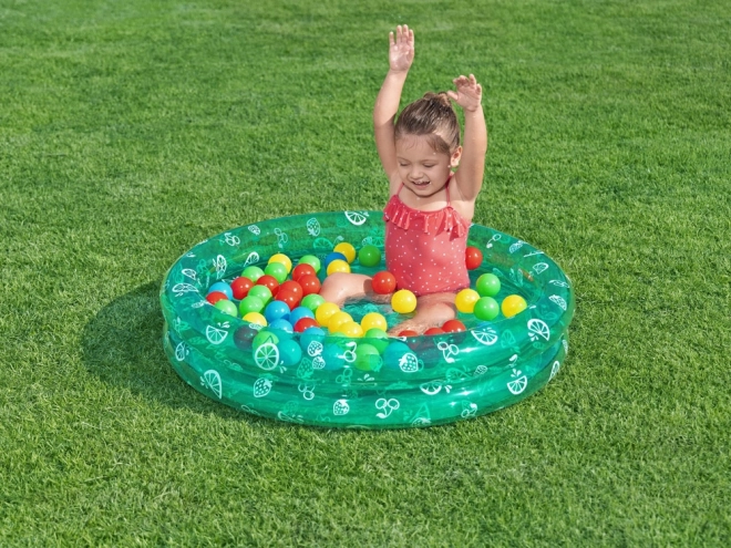 Aufblasbarer Kinderpool 91x20cm Rosa mit Bällen – türkis