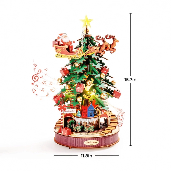 3D Holzpuzzle Spieluhr Weihnachtsbaum