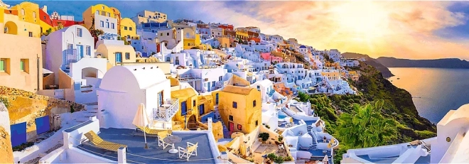 Puzzle 1000 Teile - Panorama: Sonnenuntergang auf Santorini, Griechenland