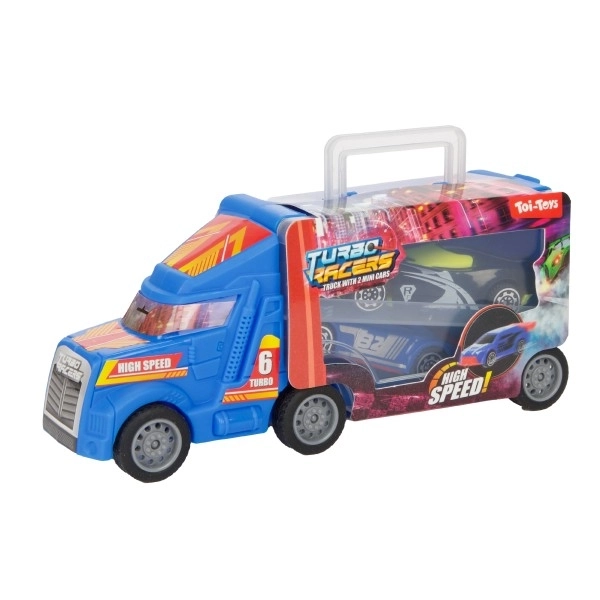 Spielzeugset LKW mit Rennwagen